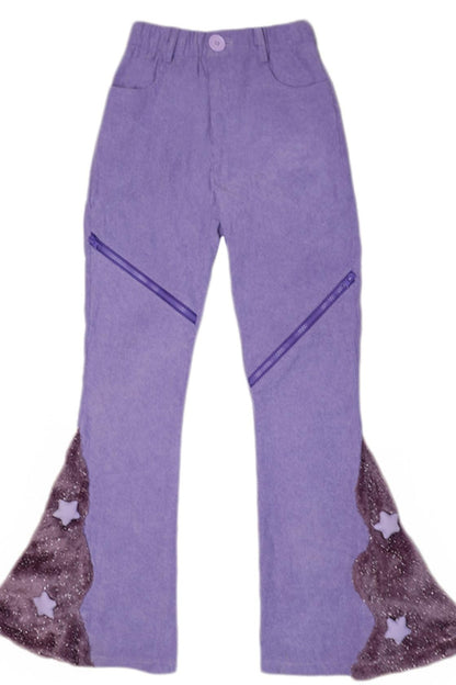 Star Pattern Flared Corduroy Pants