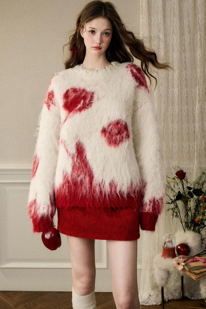 Abstract Super Soft Furry Sweater Top