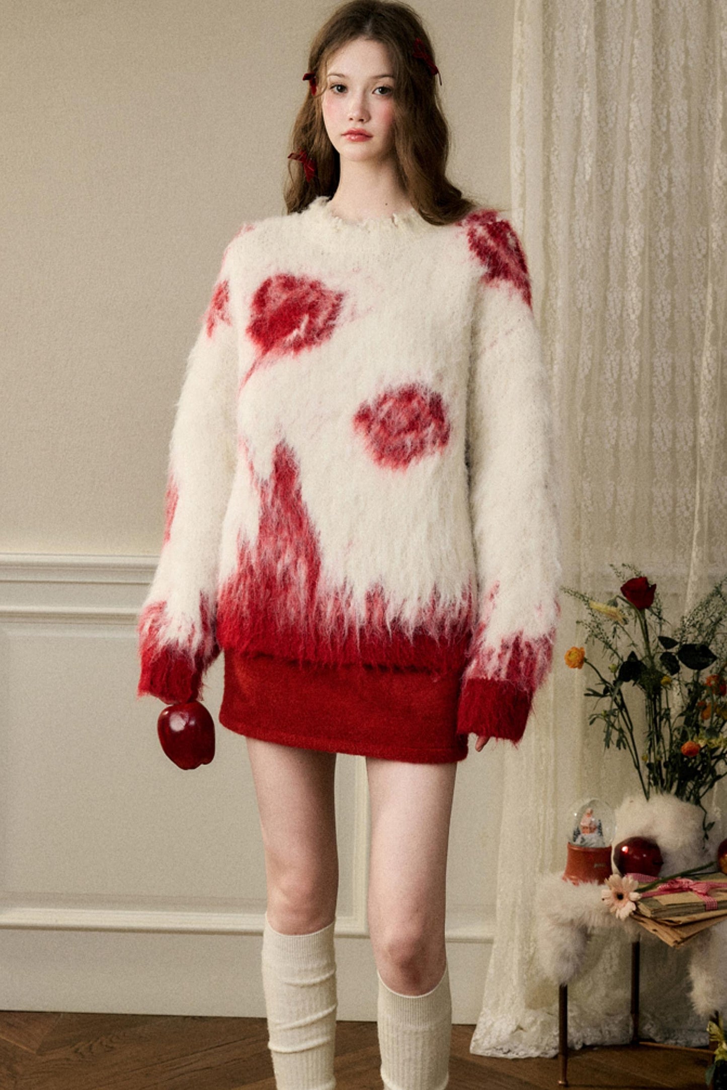 Abstract Super Soft Furry Sweater Top