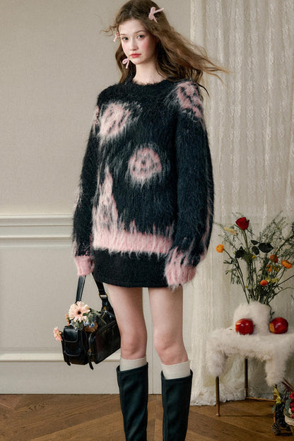 Abstract Super Soft Furry Sweater Top