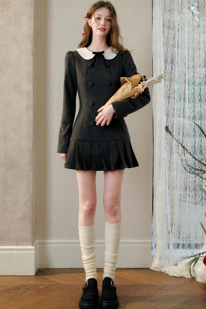 Academy Style Doll Collar Pleated Dress