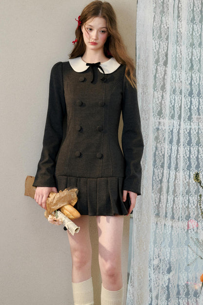 Academy Style Doll Collar Pleated Dress