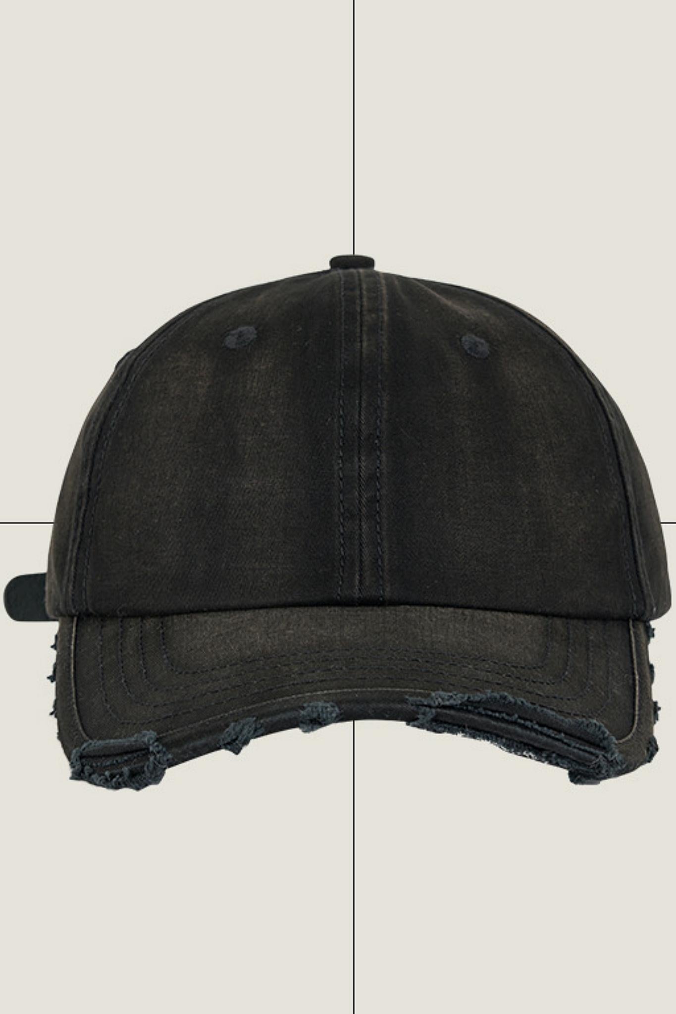 Raw-Edged Large Brim Denim Cap