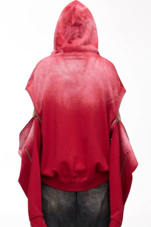 Red Distressed Baggy Hoodie