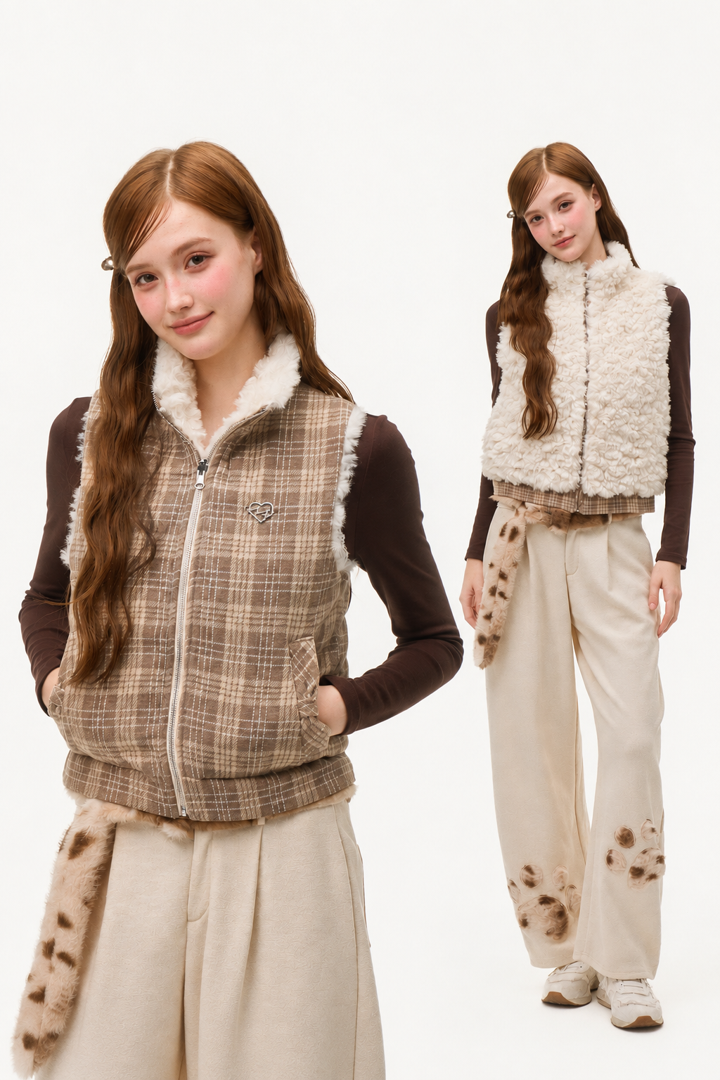 Reversible Plaid Sherpa Vest
