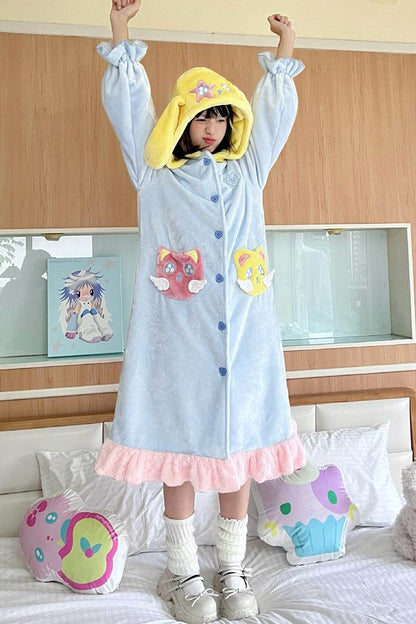 Cute Hooded Animal Mink Fur Nightdress