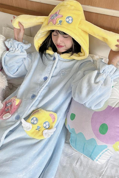 Cute Hooded Animal Mink Fur Nightdress