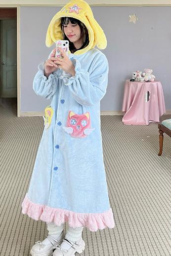 Cute Hooded Animal Mink Fur Nightdress