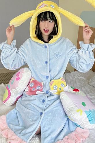 Cute Hooded Animal Mink Fur Nightdress