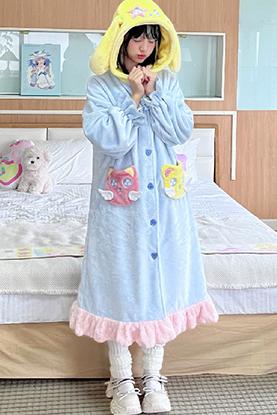 Cute Hooded Animal Mink Fur Nightdress