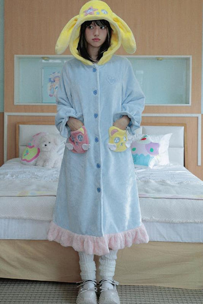 Cute Hooded Animal Mink Fur Nightdress