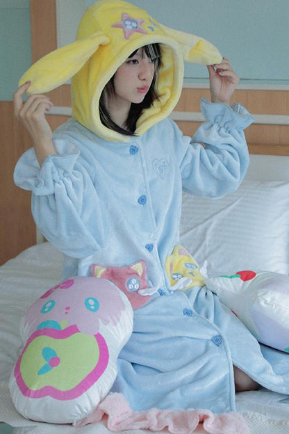 Cute Hooded Animal Mink Fur Nightdress