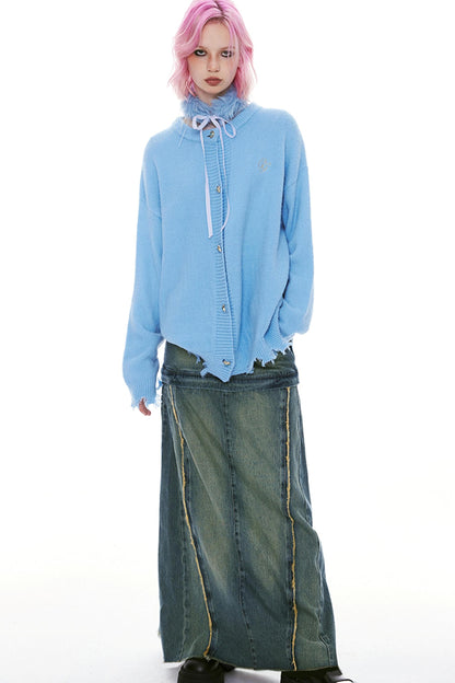 Detachable Retro Wash Denim Skirt