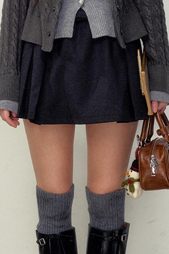 Double-Waist Design Houndstooth Skirt