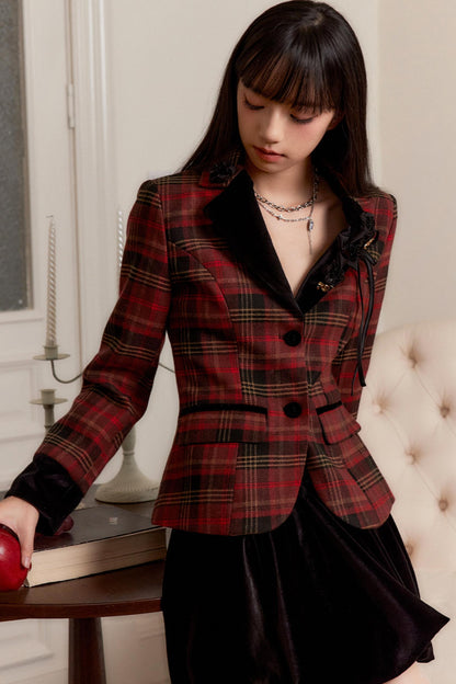 Festive Red Check Slim Waist Set-Up