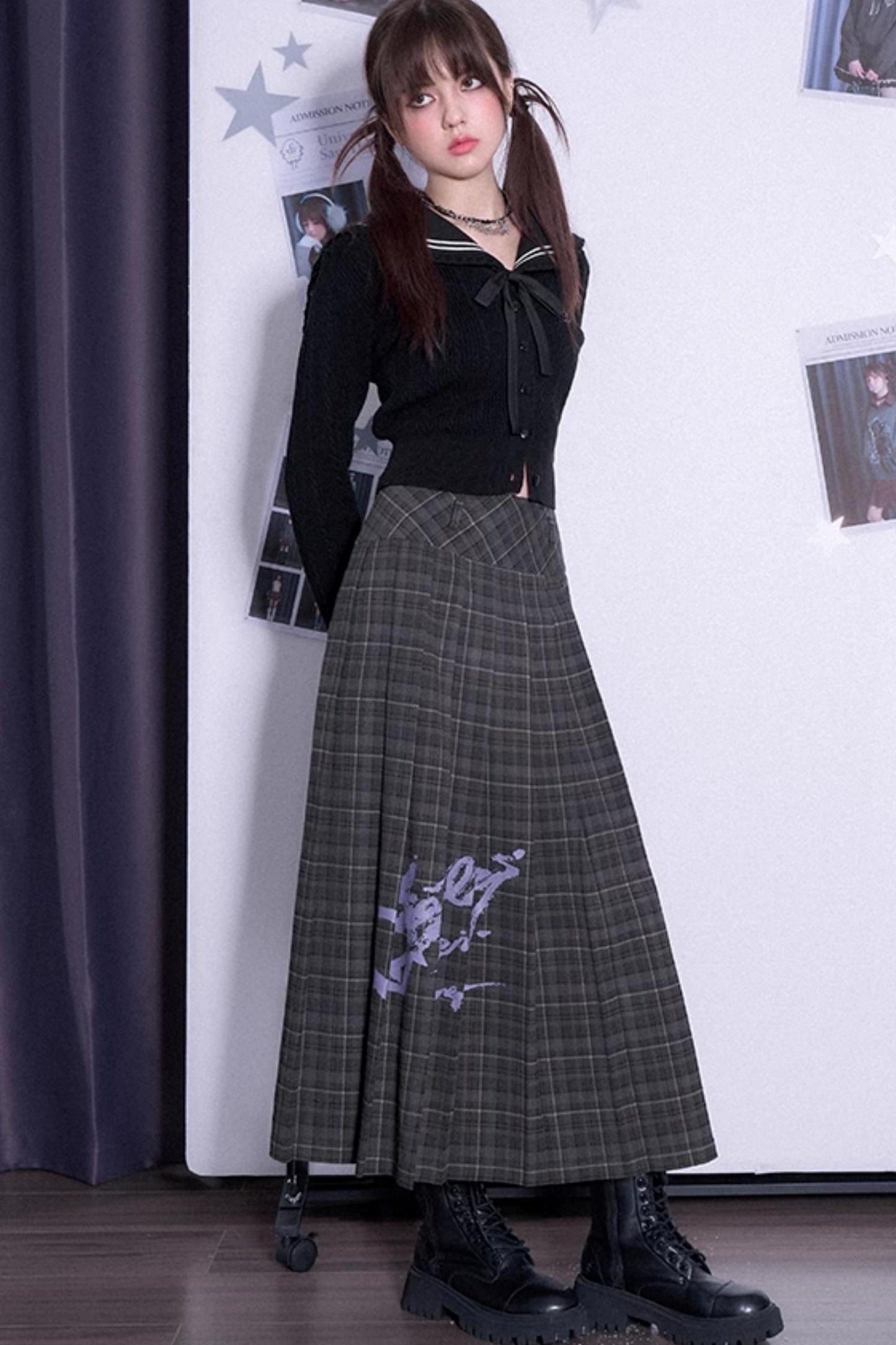 Fighting Spirit Pleated Long Skirt