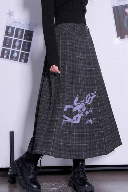 Fighting Spirit Pleated Long Skirt