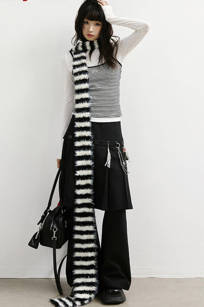 Two-in-One Pleated Skirt and Flared Pants