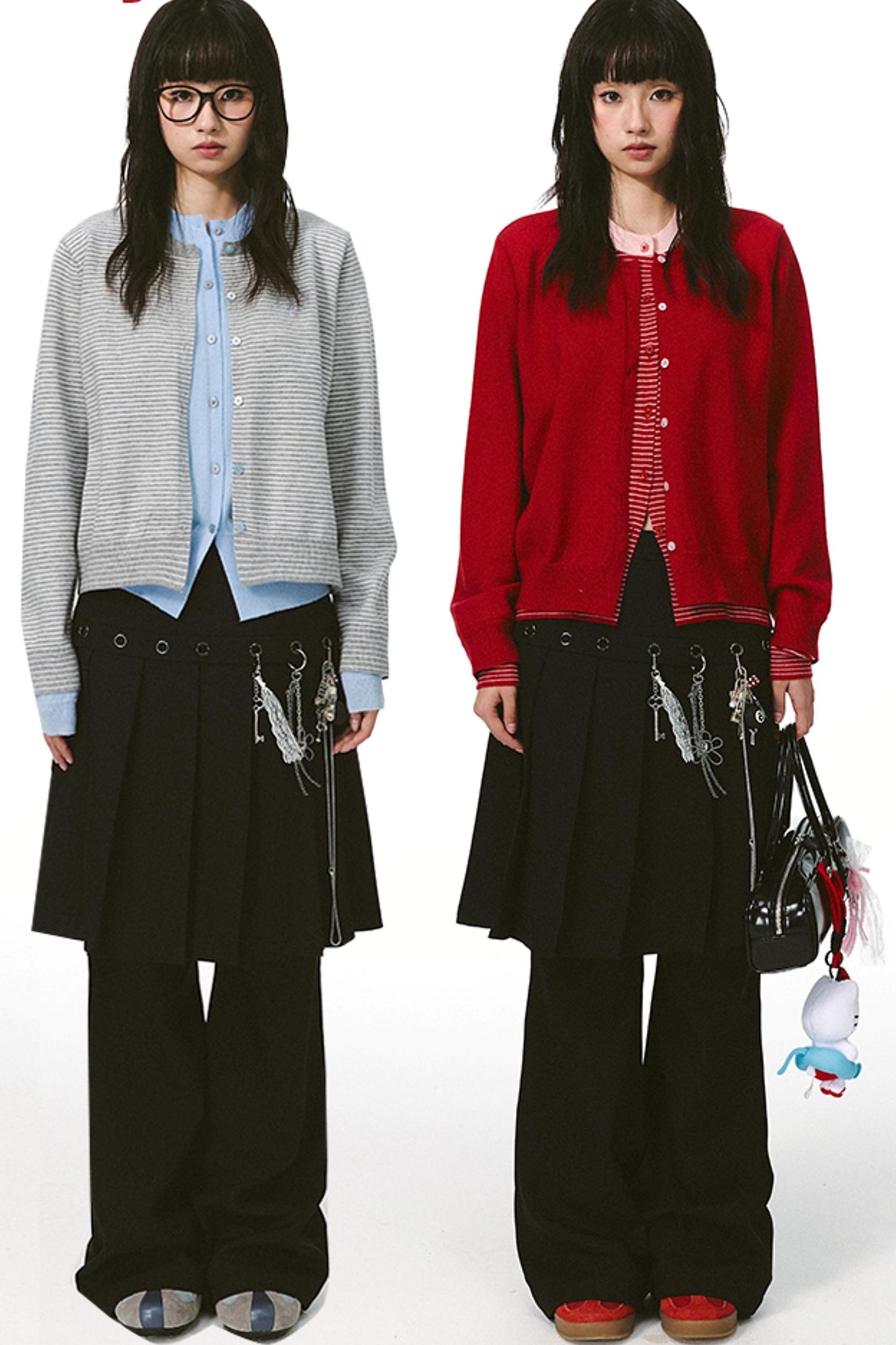 Two-in-One Pleated Skirt and Flared Pants