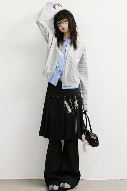 Two-in-One Pleated Skirt and Flared Pants