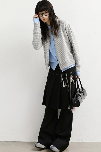 Two-in-One Pleated Skirt and Flared Pants