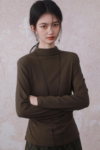 Half-Turtleneck Skin-Friendly Slim Top