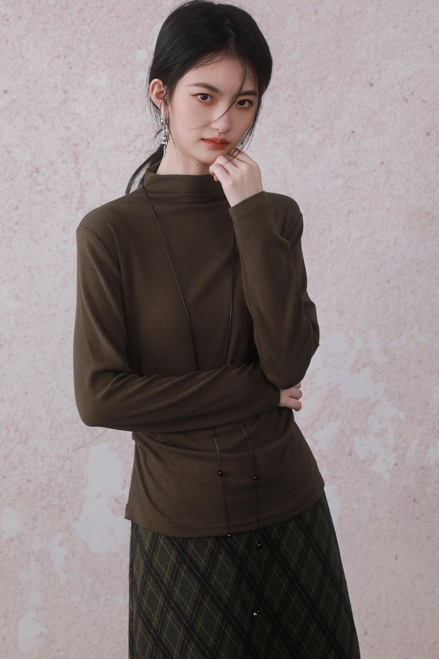 Half-Turtleneck Skin-Friendly Slim Top