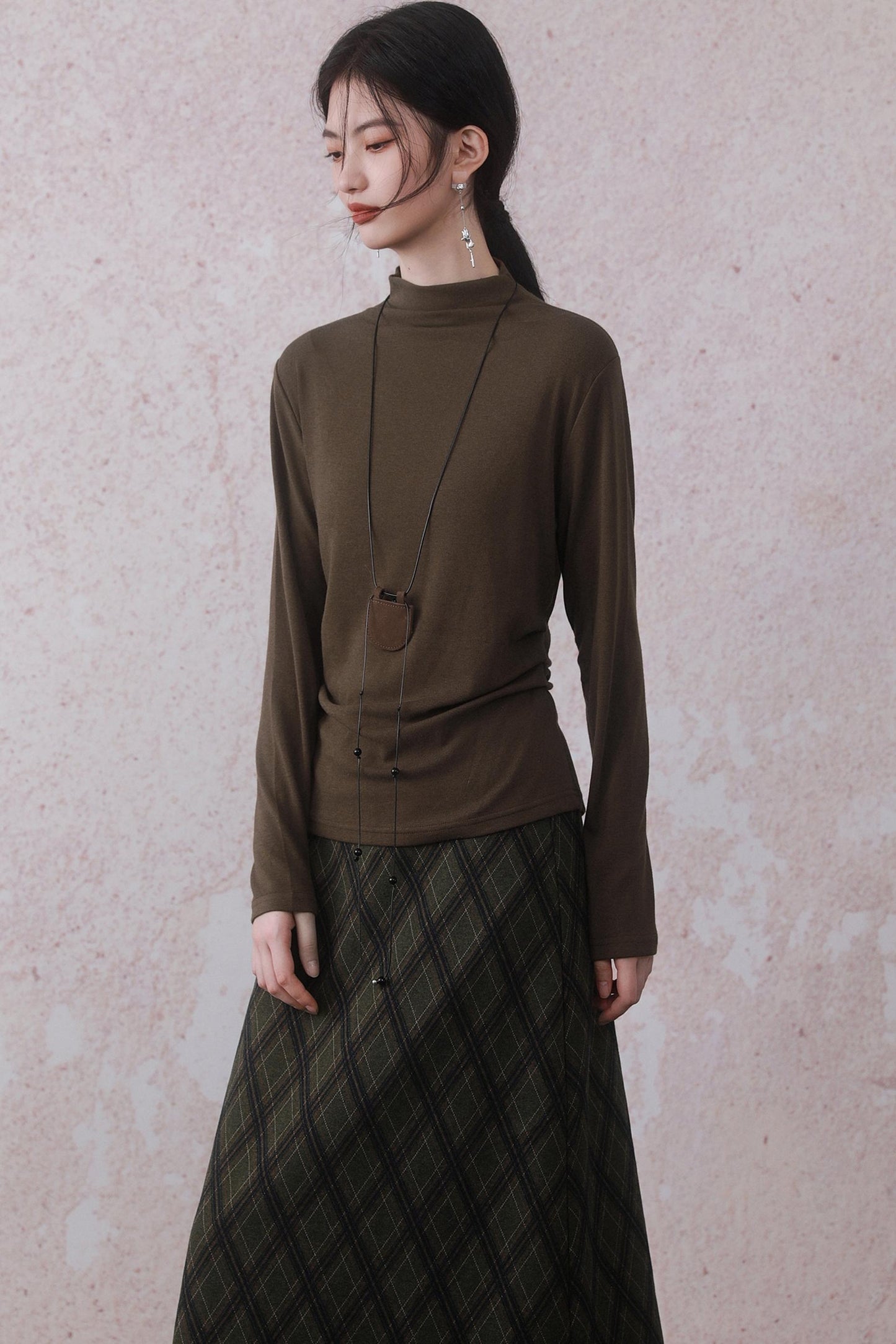 Half-Turtleneck Skin-Friendly Slim Top