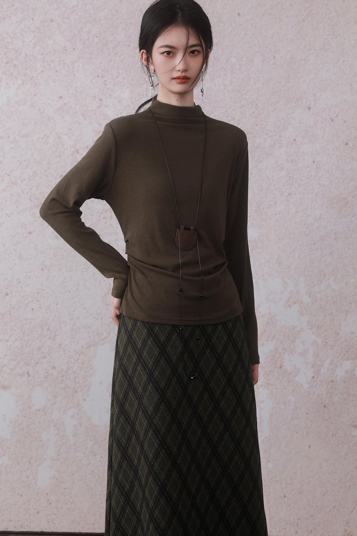 Half-Turtleneck Skin-Friendly Slim Top