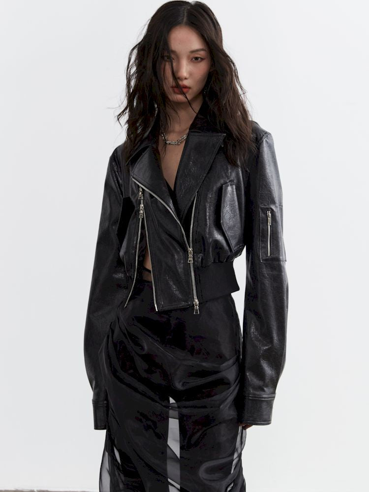 High Waisted Ultra Short Biker Jacket