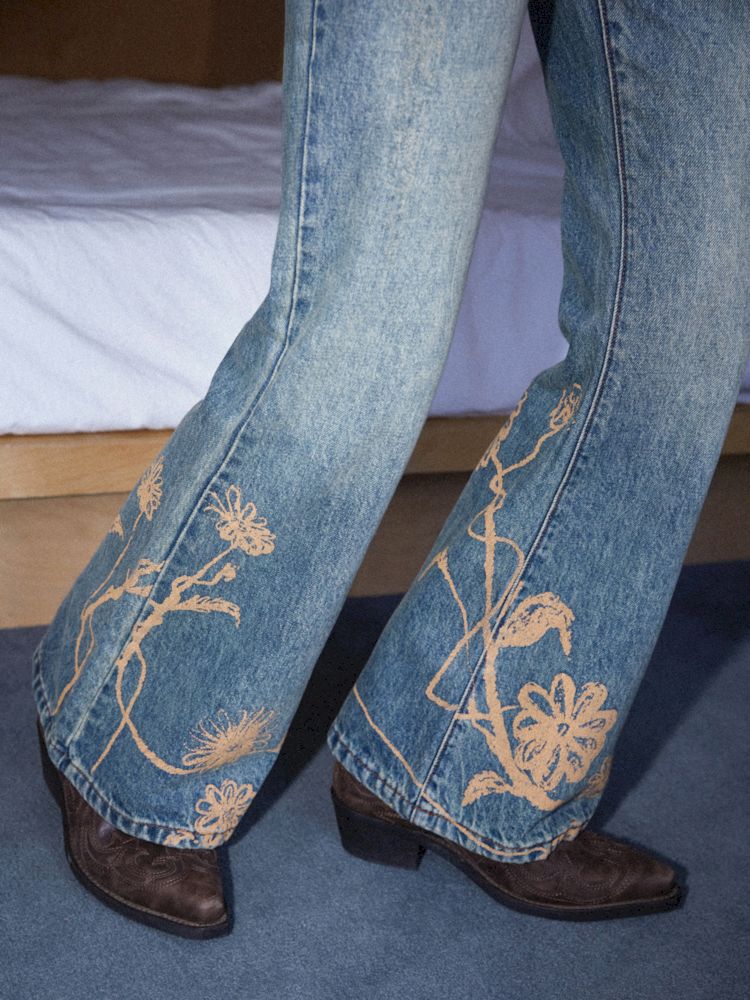 Printed Straight Flare Jeans