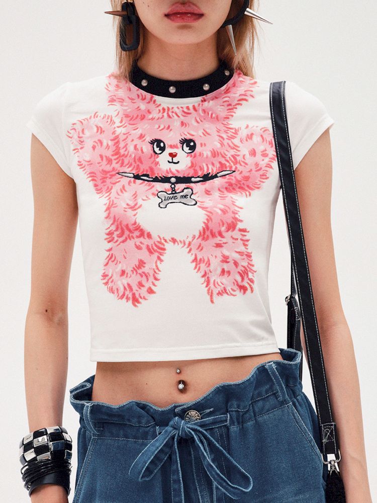 Pink Bunny Print T-Shirt