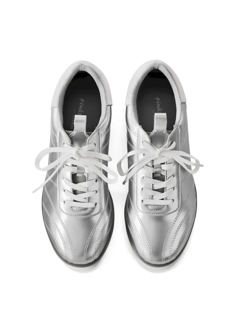 Metallic Silver Punk Sneakers