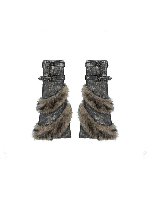 Fur splicing shorts leggings