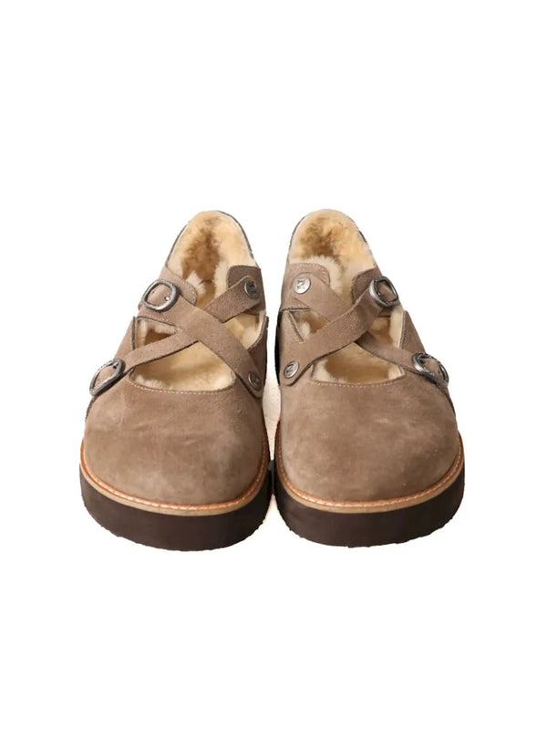 Cross Strap Suede Upper Flat Shoes