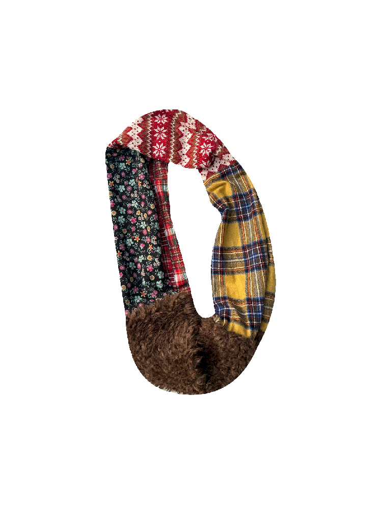 Vintage Color Plaid Plush Christmas Scarf