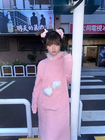 Rabbit Ears Hooded Sweatshirt Dress