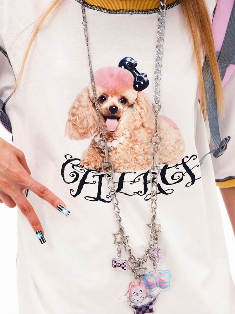 Poodle print loose fit t-shirt