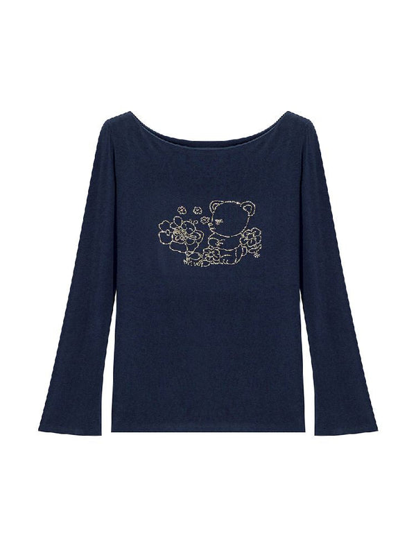 Rhinestone Long Sleeve Bottom