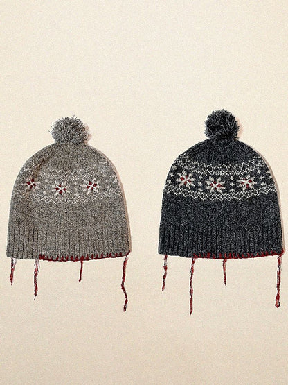 Snowflake pattern knitted hat