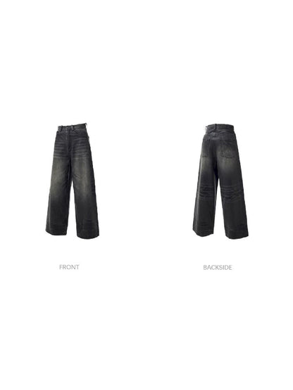 Washed Black Wide Leg Jeans