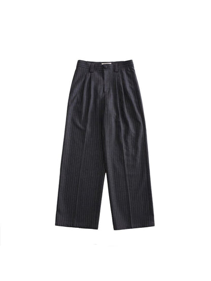 Weave vertical bar straight pants