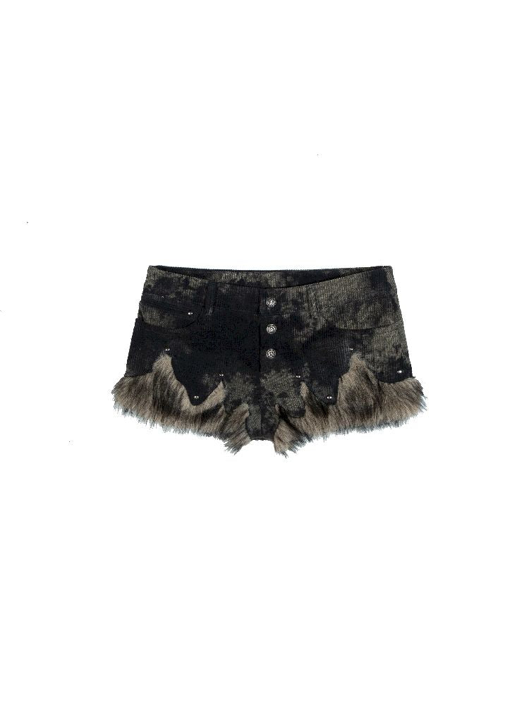 Fur low-rise casual shorts