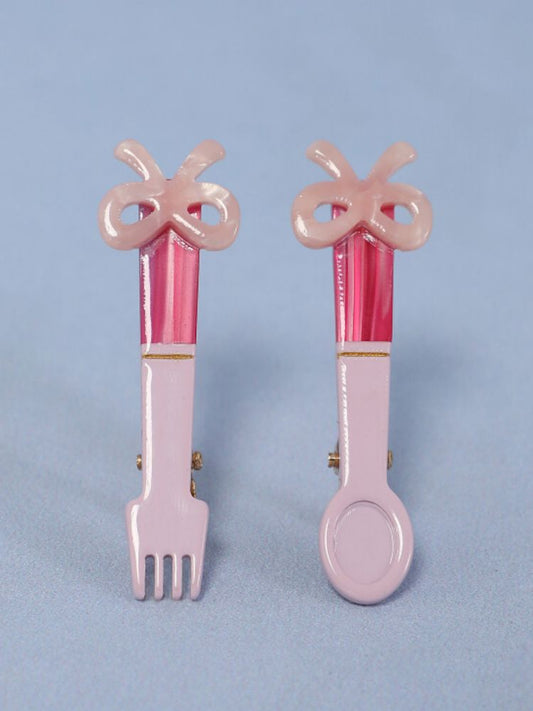 Bow fork spoon cutlery hair clips