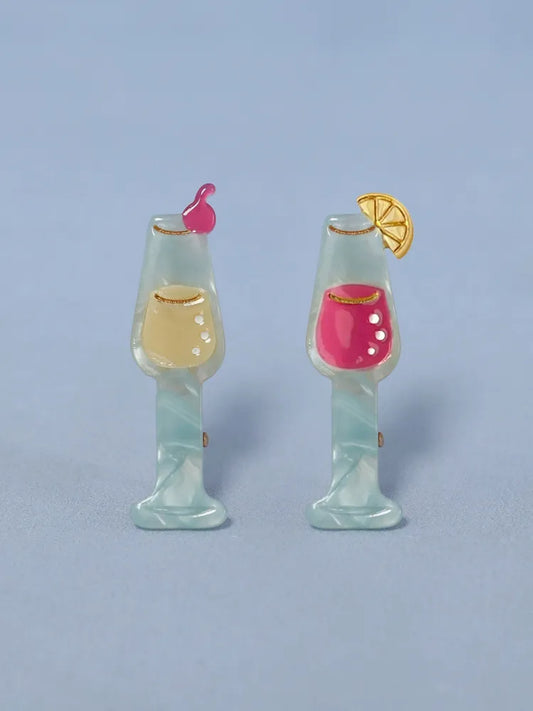 Vacation Wine Glass Set Duckbill Hair Clips