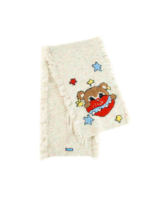Bear Tassel Soft Short Scarf
