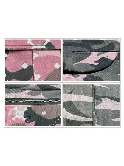 Camouflage-Print abnehmbare Jeans 