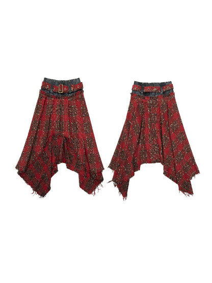 Patchwork New Year Irregular Half Skirt