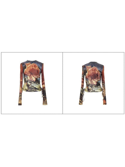 Turtleneck Printed Bottom Shirt