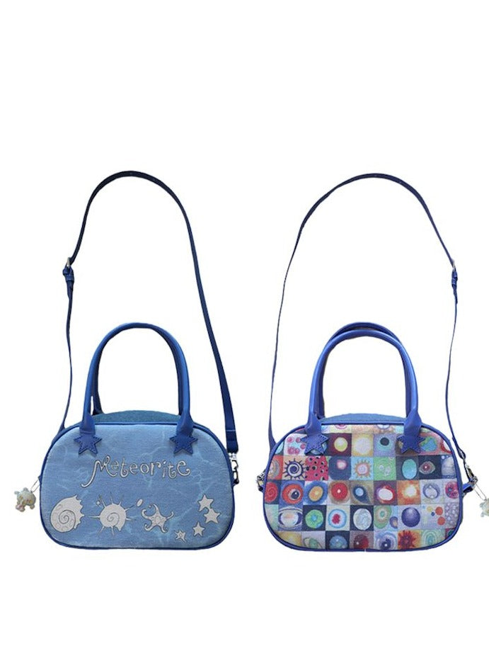 Reversible Denim Tote Crossbody Bag